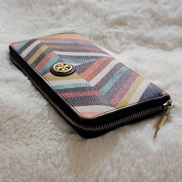 Tory Burch Continental Long Zip Around Wallet 👛 Rare Geometric Print Like New - Picture 7 of 10